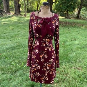 Xhilaration Maroon Floral Dress